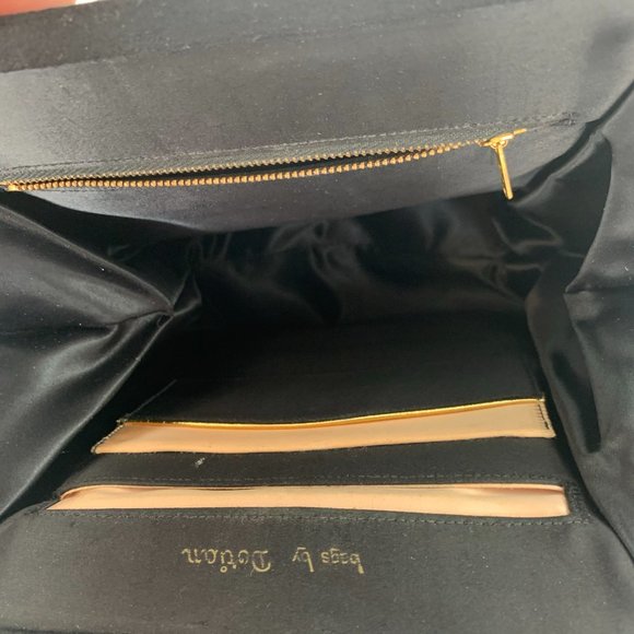 Vintage 50s Bags by Dorian Black Pleated Handbag - Picture 10 of 11